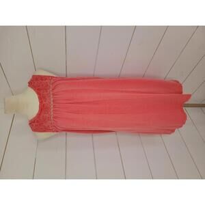 Y2K Lucky Brand large muted red cotton shift dress. Embroidered